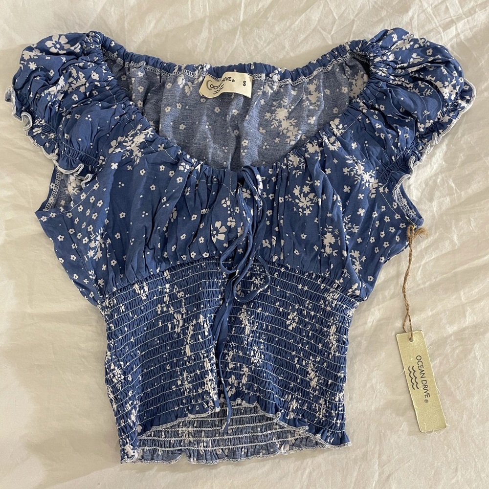 NWT Blue Floral Top